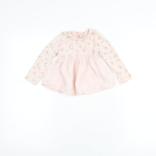Next Girls Pink Floral Blouse Long Sleeve 12-18 Months