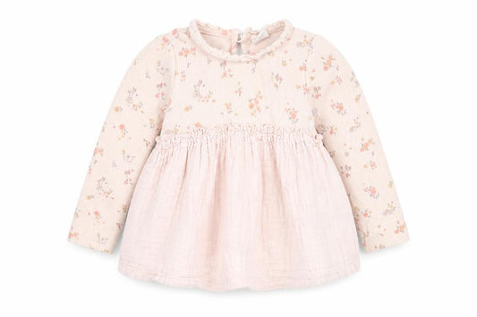 Front view of Next girls’ pink floral blouse long sleeve 12-18 months