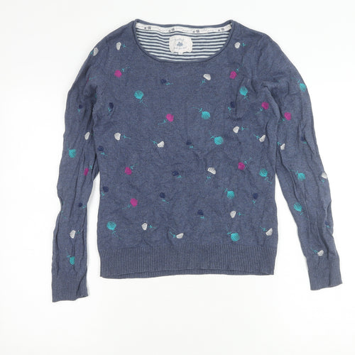Knitted for Ewe Girls Blue Embroidered Pullover Jumper 12Y