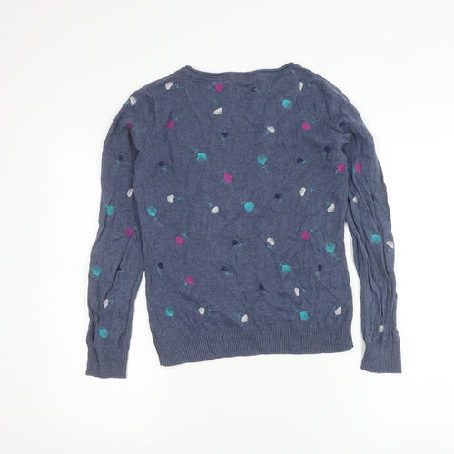 Knitted for Ewe Girls Blue Embroidered Pullover Jumper 12Y