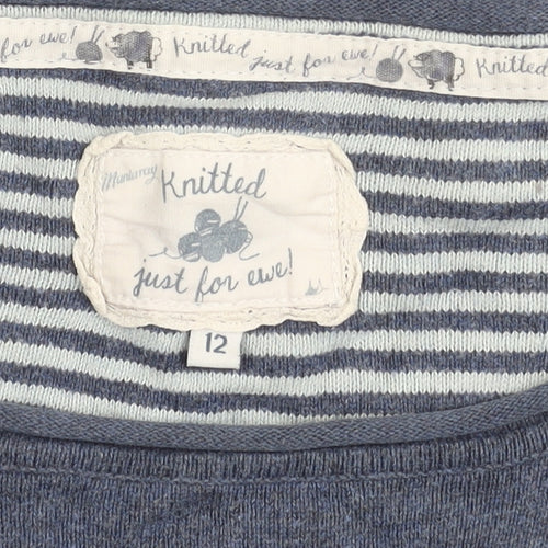 Knitted for Ewe Girls Blue Embroidered Pullover Jumper 12Y