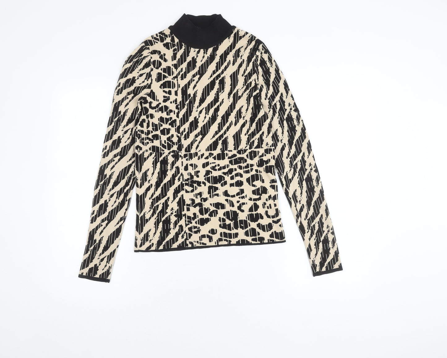 River Island Women's Black Animal Print Jumper, Size 8