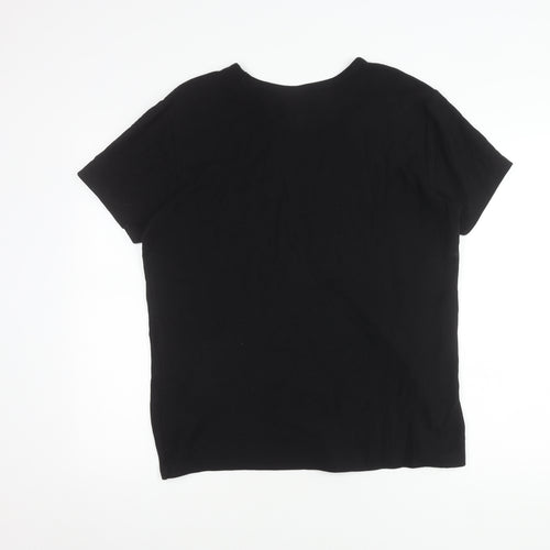 H&M Men's Black Cotton Crew Neck T-Shirt, Size S