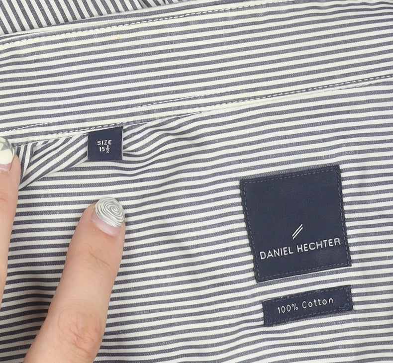 Daniel Hechter Men's Striped Shirt, 15.5, Long Sleeve