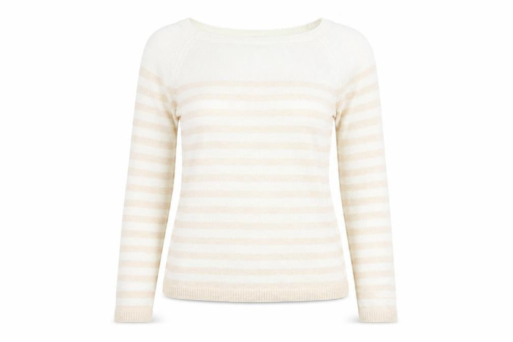 Front view of Gap Women Beige Striped jumper XS