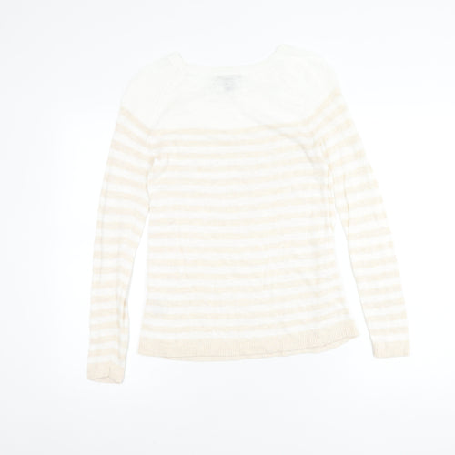 Gap Women Beige Striped Pullover Jumper XS