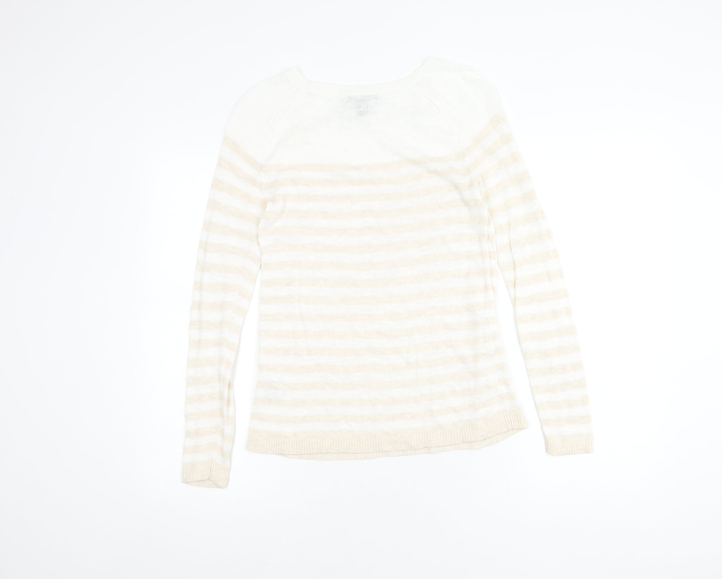 Gap Women Beige Striped Pullover Jumper XS