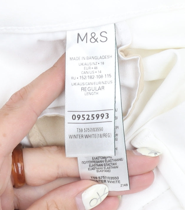 Marks and Spencer Women's White Slim Trousers