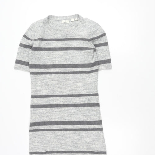 GANT Women's Grey Striped Dress, Size S, Short Sleeve