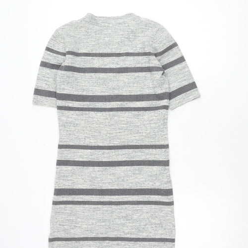 GANT Women's Grey Striped Dress, Size S, Short Sleeve