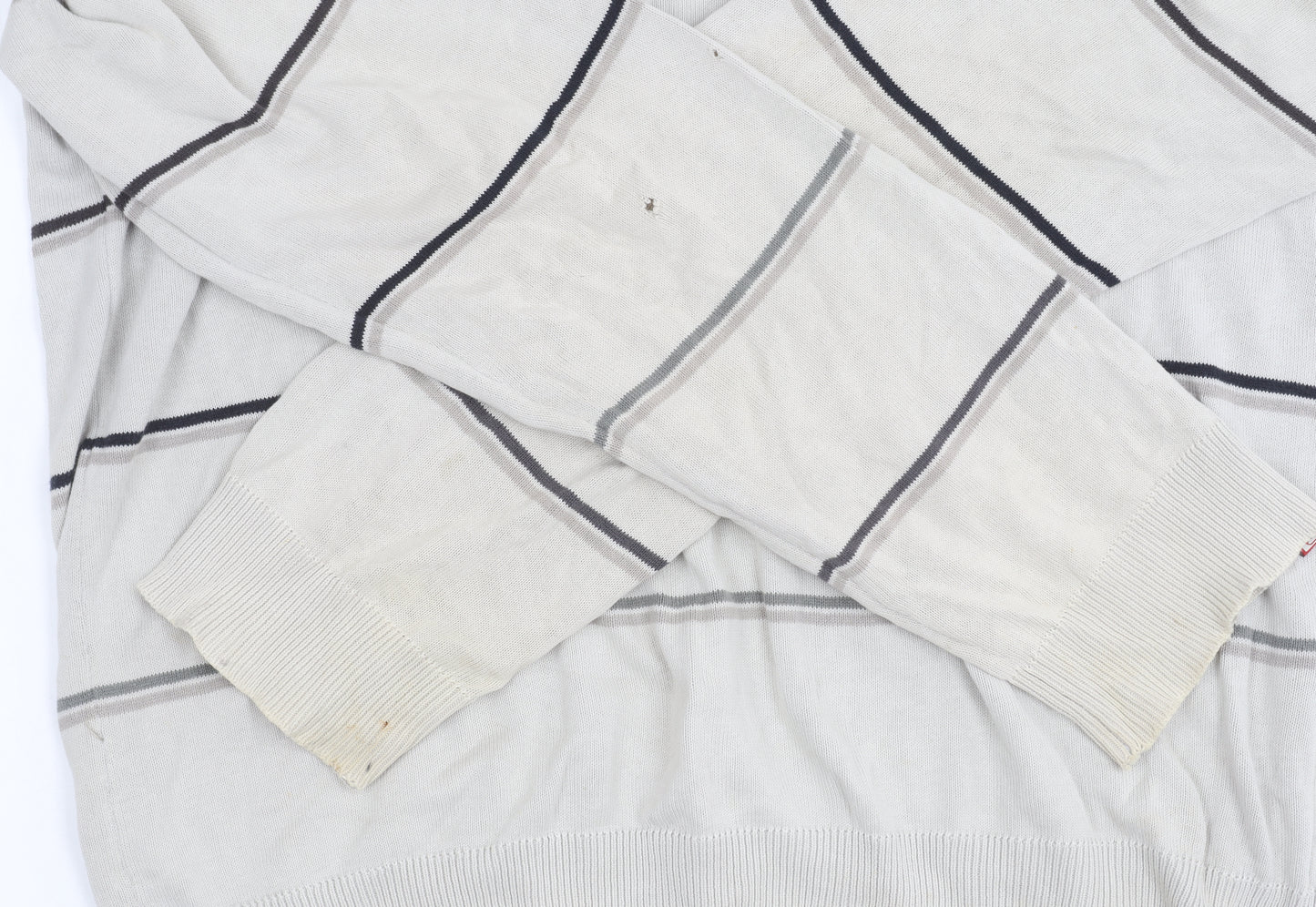 Quiksilver Men's Beige XL Striped Knit Pullover Jumper