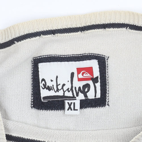 Quiksilver Men's Beige XL Striped Knit Pullover Jumper