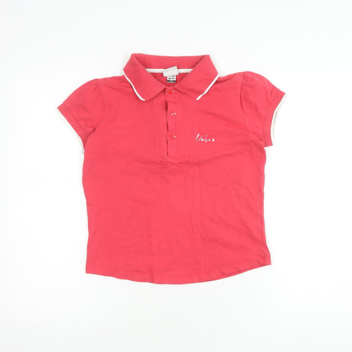 Umbro Girls Red Polo Shirt, Size 12, Collared Button Closure