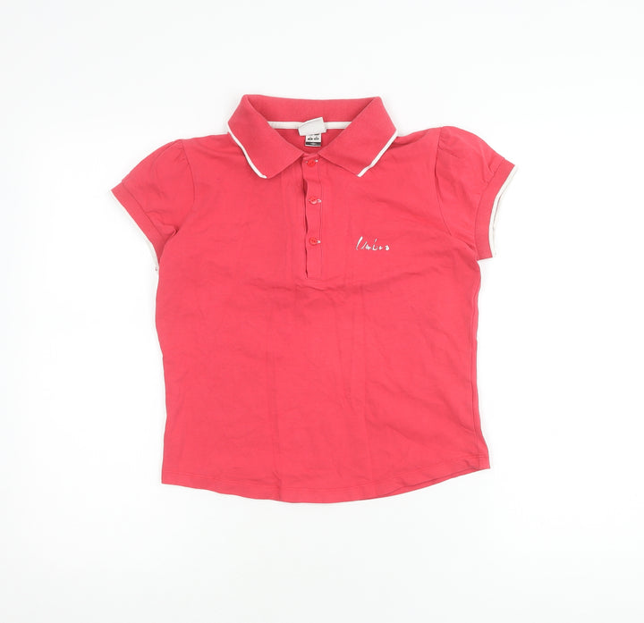 Umbro Girls Red Polo Shirt, Size 12, Collared Button Closure