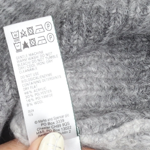 Marks and Spencer Women's Grey Roll Neck Pullover Jumper M