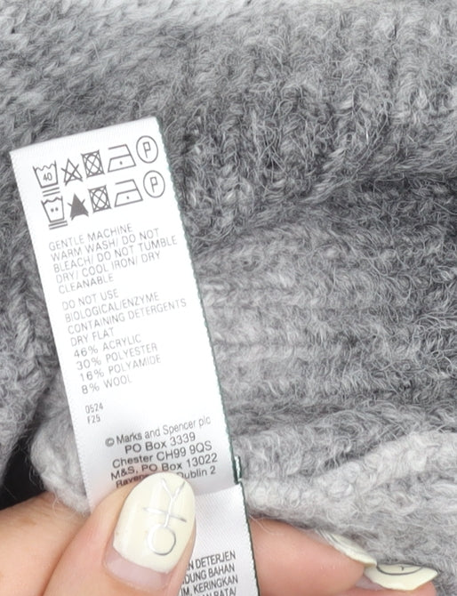 Marks and Spencer Women's Grey Roll Neck Pullover Jumper M