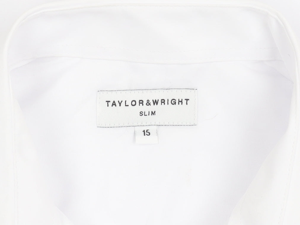Taylor & Wright Men's White Slim Fit Shirt, Size 15