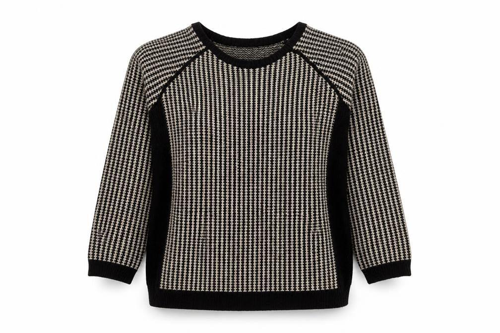Front view of Whistles Women’s Black Geometric jumper