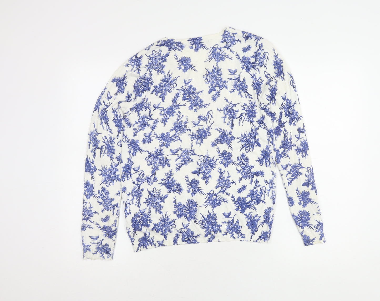 Marks and Spencer Women's Blue Floral Cardigan Size 10