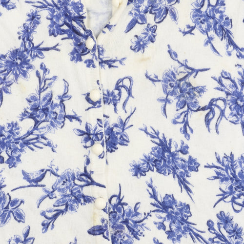 Marks and Spencer Women's Blue Floral Cardigan Size 10