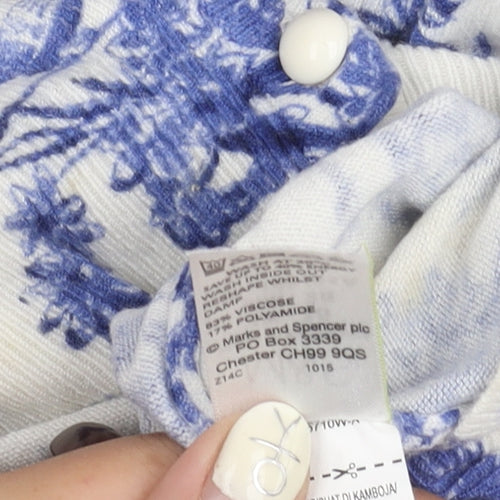 Marks and Spencer Women's Blue Floral Cardigan Size 10