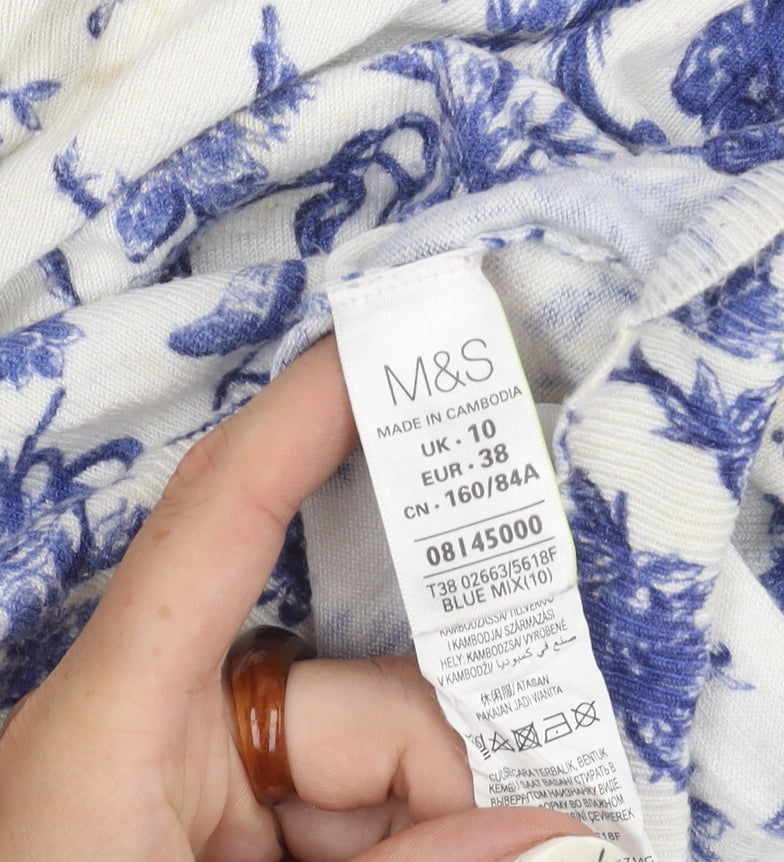 Marks and Spencer Women's Blue Floral Cardigan Size 10