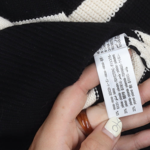 Zara Women's Black Full Zip Striped Jumper S, High Neck