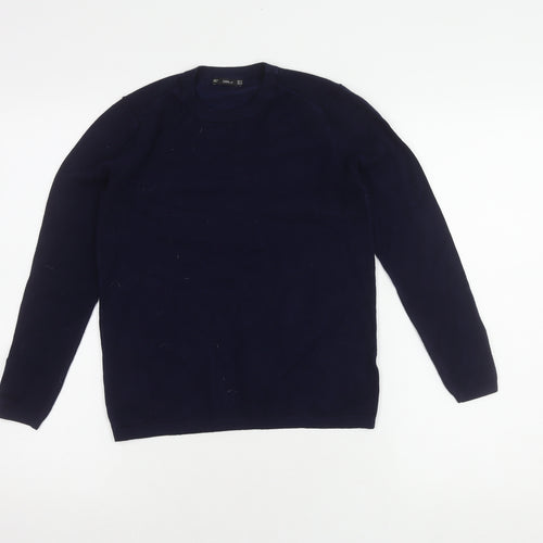 Zara Unisex Blue Medium Pullover Crew Neck Jumper