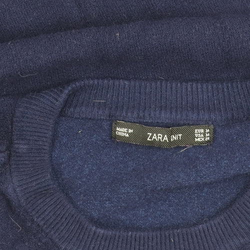Zara Unisex Blue Medium Pullover Crew Neck Jumper