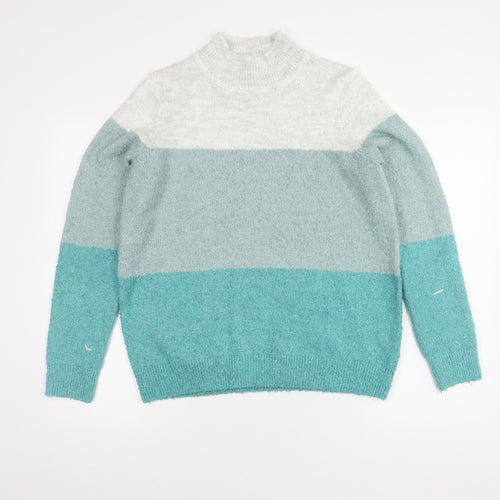 Spirit Women's Blue Pullover Jumper, UK 14, Striped Knit