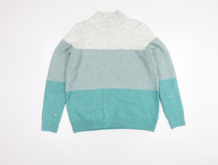 Spirit Women's Blue Pullover Jumper, UK 14, Striped Knit