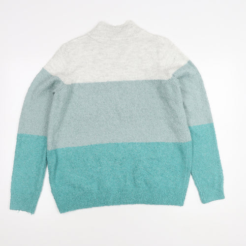 Spirit Women's Blue Pullover Jumper, UK 14, Striped Knit