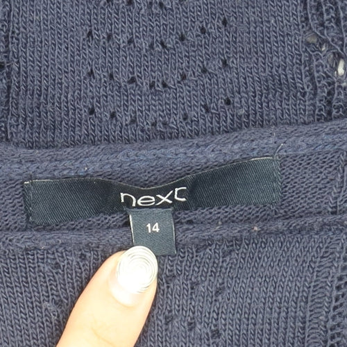 Next Women's Blue Ruffle Knit Pullover Jumper Size 14