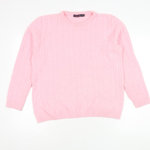 Beaumonde Women's Pink Cable Knit Pullover Jumper L/XL