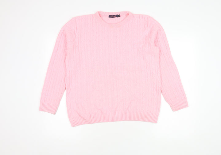 Beaumonde Women's Pink Cable Knit Pullover Jumper L/XL