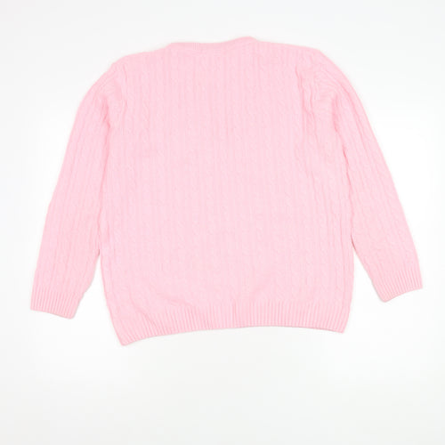 Beaumonde Women's Pink Cable Knit Pullover Jumper L/XL
