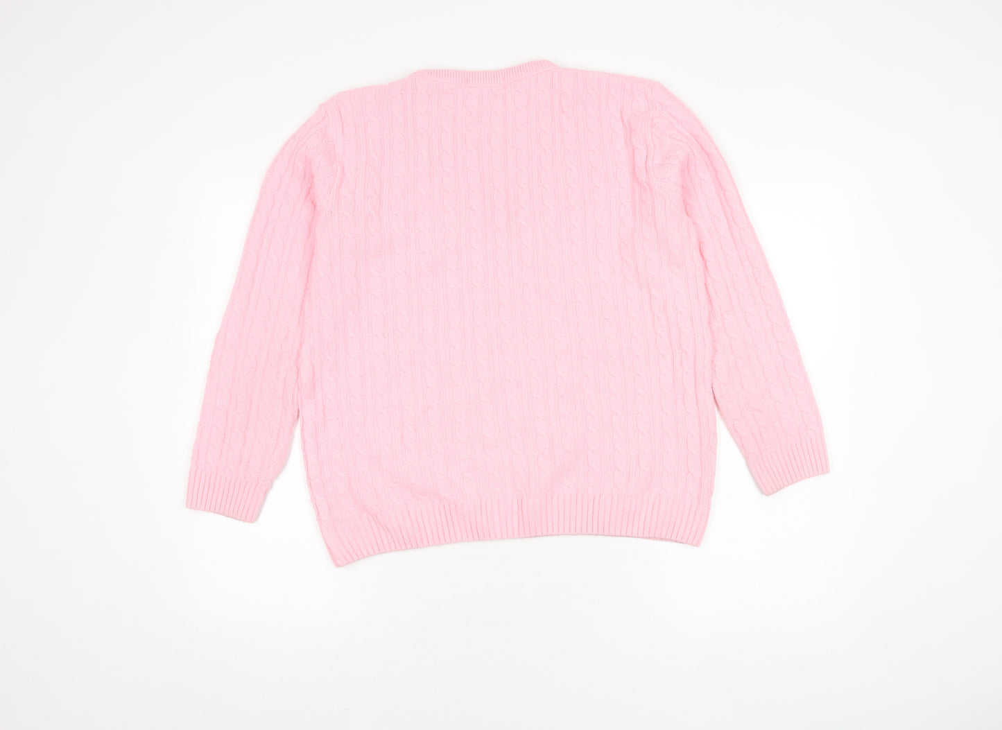 Beaumonde Women's Pink Cable Knit Pullover Jumper L/XL
