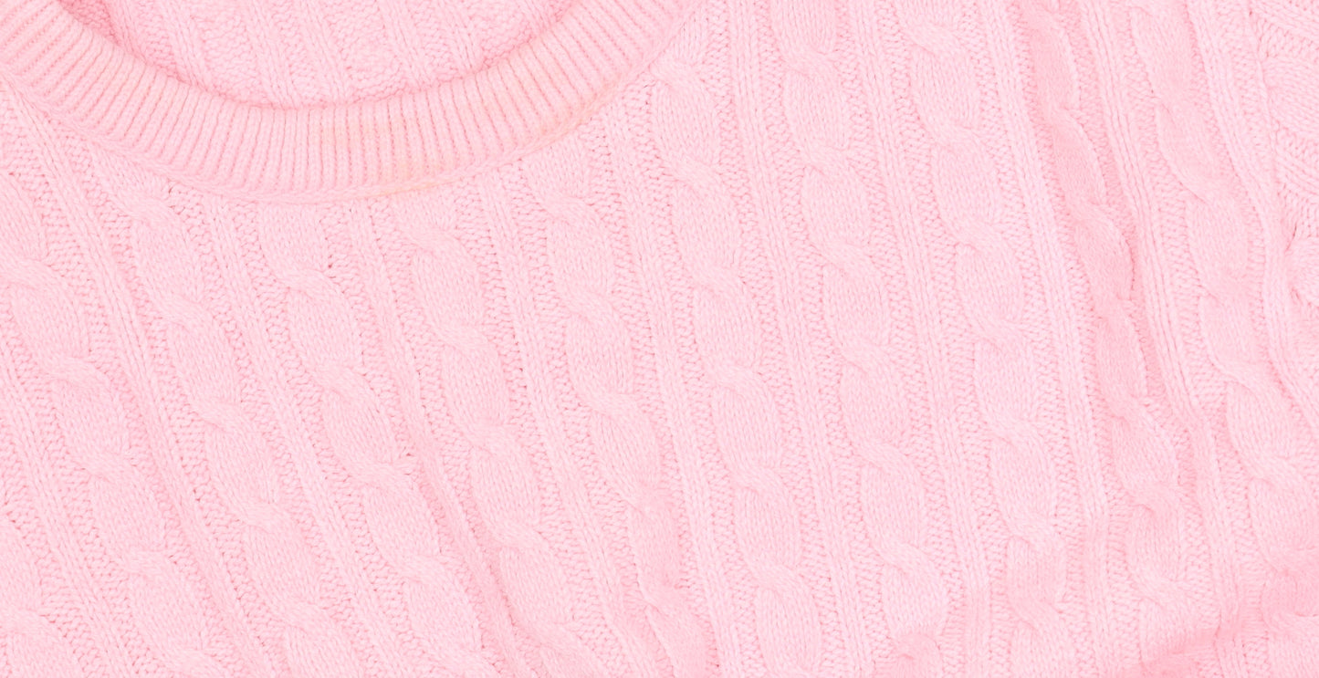 Beaumonde Women's Pink Cable Knit Pullover Jumper L/XL