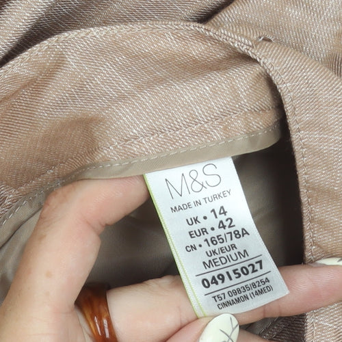 Marks and Spencer Women's Brown Linen Trousers
