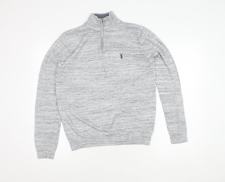 Next Men's Grey 1/2 Zip Sweatshirt, Size M