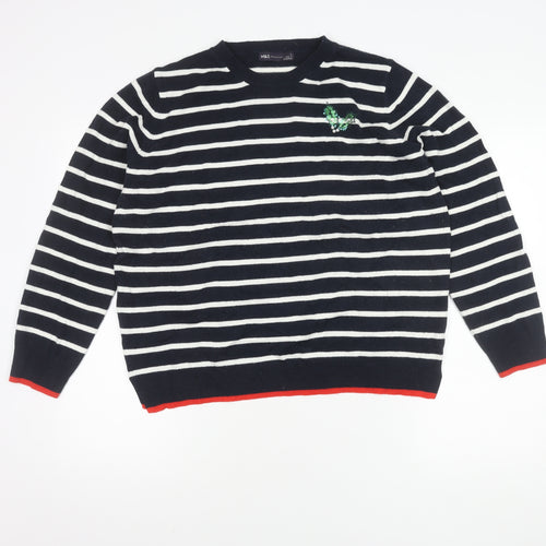 Marks and Spencer Women's Blue Striped Pullover Jumper L