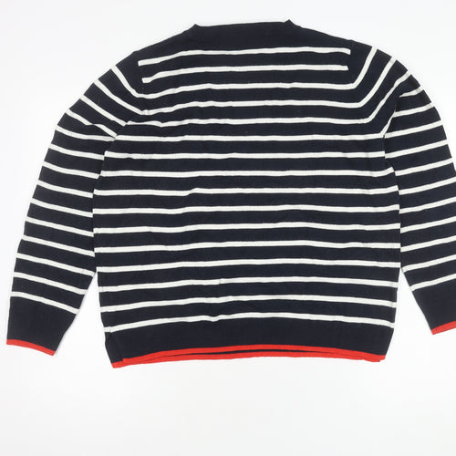 Marks and Spencer Women's Blue Striped Pullover Jumper L