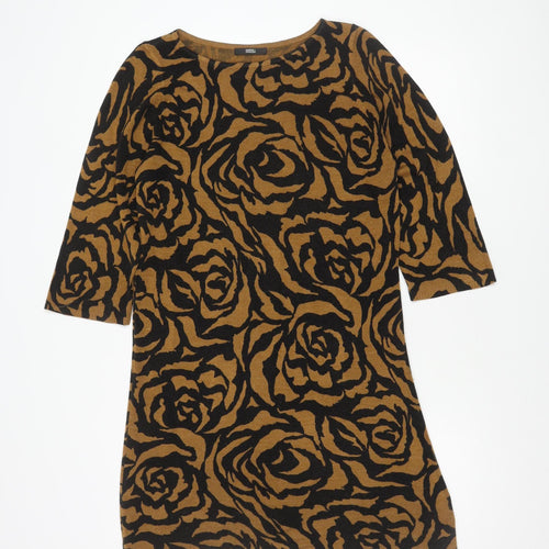 Marks and Spencer Women's Brown Floral Dress, Size 14