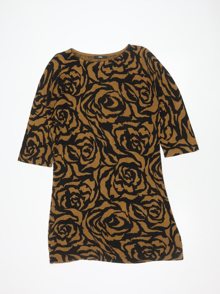 Marks and Spencer Women's Brown Floral Dress, Size 14