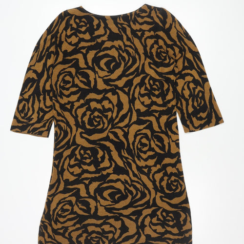 Marks and Spencer Women's Brown Floral Dress, Size 14