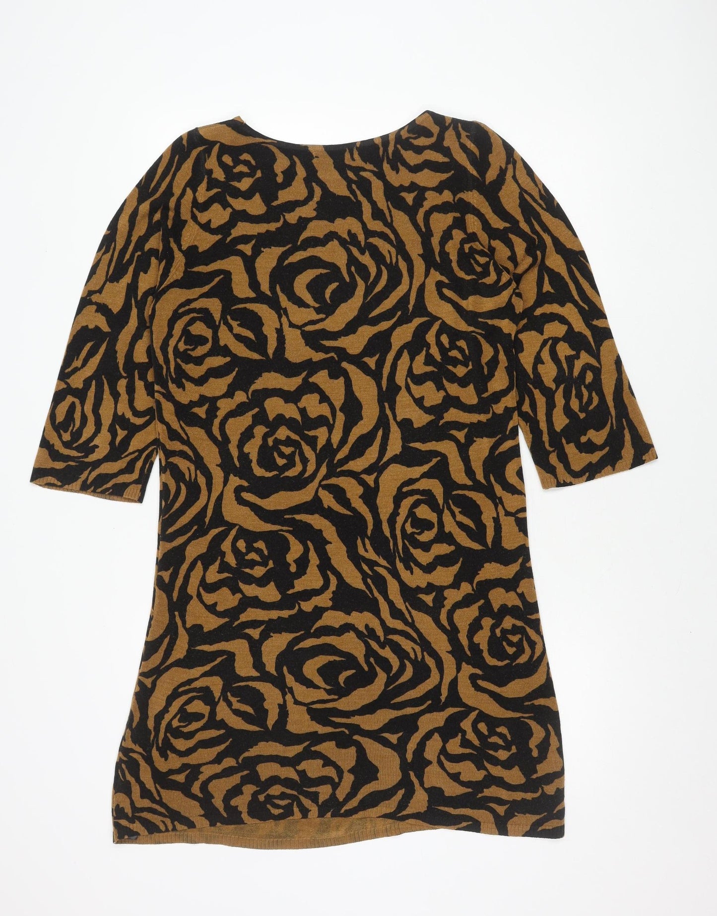 Marks and Spencer Women's Brown Floral Dress, Size 14