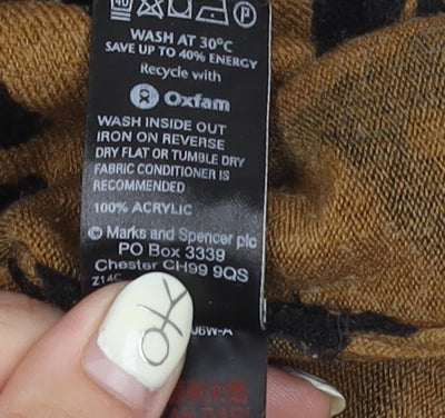 Marks and Spencer Women's Brown Floral Dress, Size 14