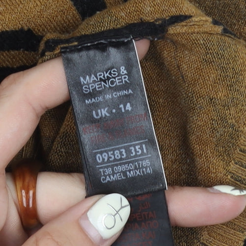Marks and Spencer Women's Brown Floral Dress, Size 14