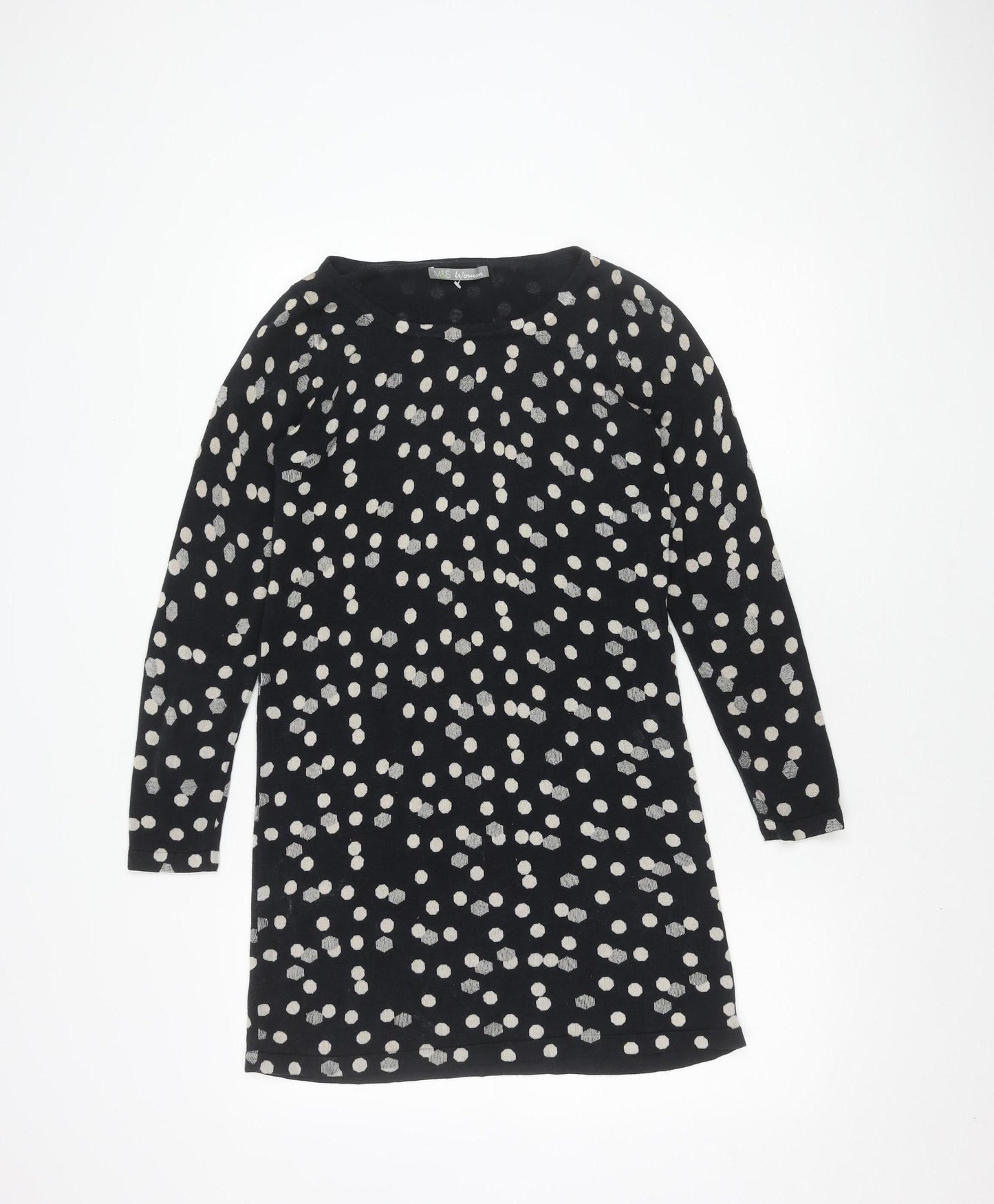 Marks and Spencer Women's Black Polka Dot Dress Size 8
