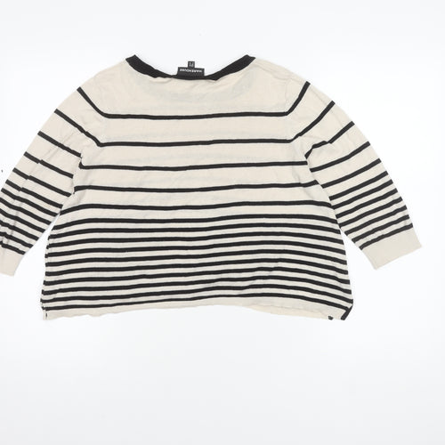 Warehouse Women’s Black Striped Pullover Crew Neck Jumper